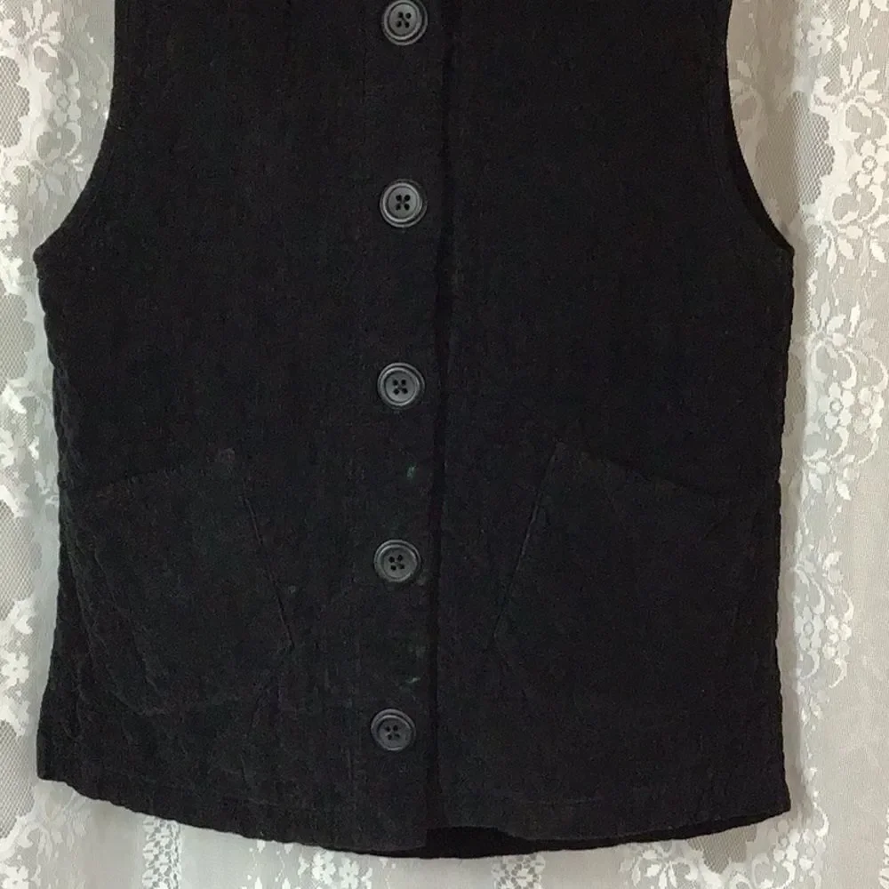 Habitat Clothes To Live In Women Jacket Vest Black Size SM 100% Cotton Courduroy